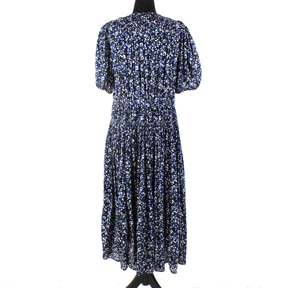 Ulla Johnson Kemala Dress Indigo Blue Wrap Tie Front Puff Sleeve Swing Midi 12 - Picture 6 of 8